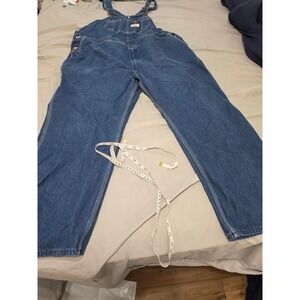 Round House Mens Blue Denim Bib Overalls Made in USA Workwear Utility Classic